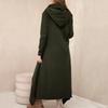 Women's Fashionable Solid Color Long Sleeved Hooded Long A-line Skirt Loose And Versatile Sweatshirt Jacket