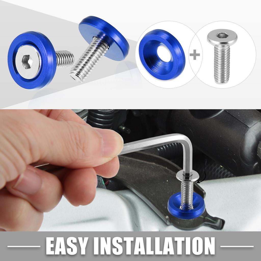 ACROPIX Car Bumper Fender Washer Bolts Engine Bay Dress Up Kit Stainless Steel M6x20mm Blue 25 Sets