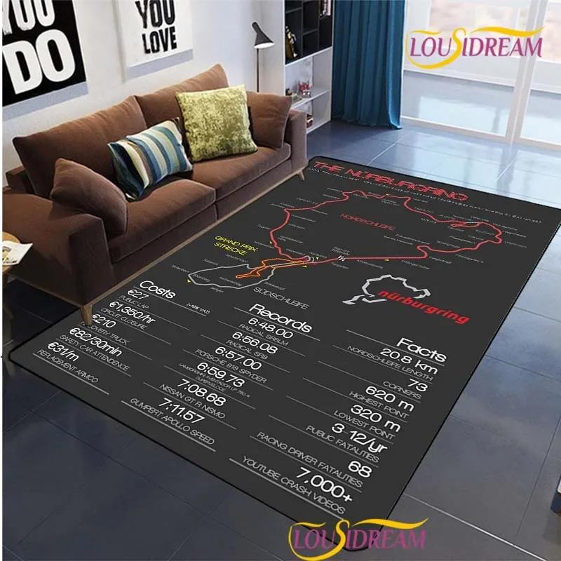 

Nurburgring F1 international track Carpet for Living Room Bedroom Area Rug decor Kitchen unslip floor Mat Alfombra birthday gift 40x60cm