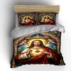 Set Biancheria da Letto Sacro Cuore di Gesù Set Biancheria da Letto con Arte Religiosa (1 copripiumino, 2 federe, piumino non incluso)