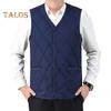 Men Waistcoat V-Neck Sleeveless Solid Color Single Breasted Vest Coat with Pockets Thickened Plush Lining Quilted Bottoming Vest Jacket