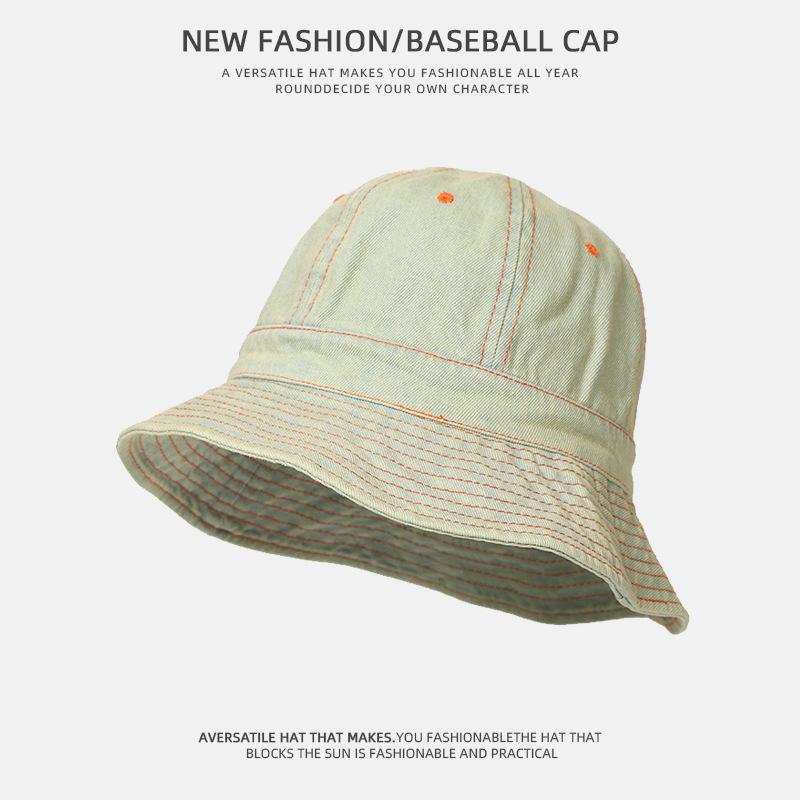 

джинсовий капелюх-відро чоловічий з великими полями з маленьким обличчям жіночий однотонний чохол для обличчя капелюх умивальник версія універсальний сонцезахисний капелюх сонцезахисний крем M（55-59cm）