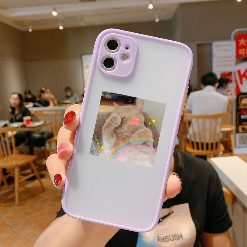 Super cute cats dogs Bumper Phone Case For iphone12 11 Pro Max X XS Max XR 7 8 Plus 12mini Translucent Matte Shockproof Cover