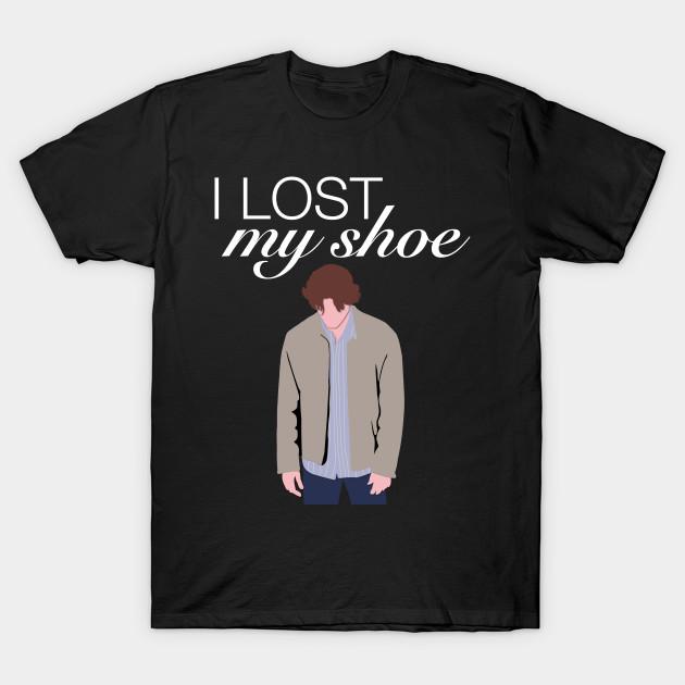Men Black Print T-shirt Supernatural I Lost My Shoe No-Cut Transfer Paper Print Cotton Tshirt