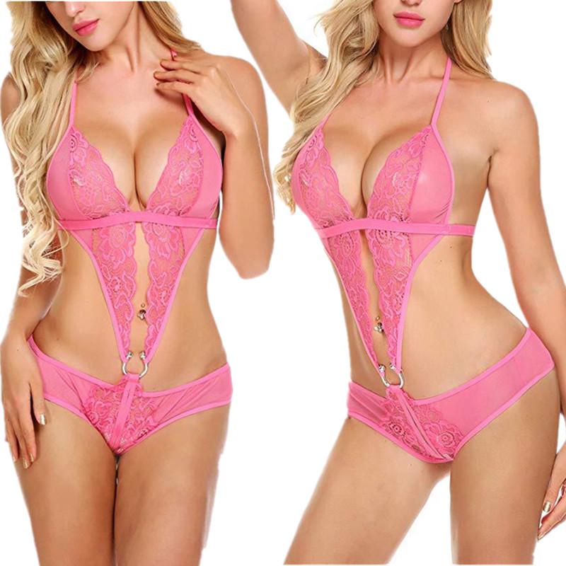

Женщины Deep V Нижнее белье Кружева Тедди One Piece Babydoll Мини Боди костюм