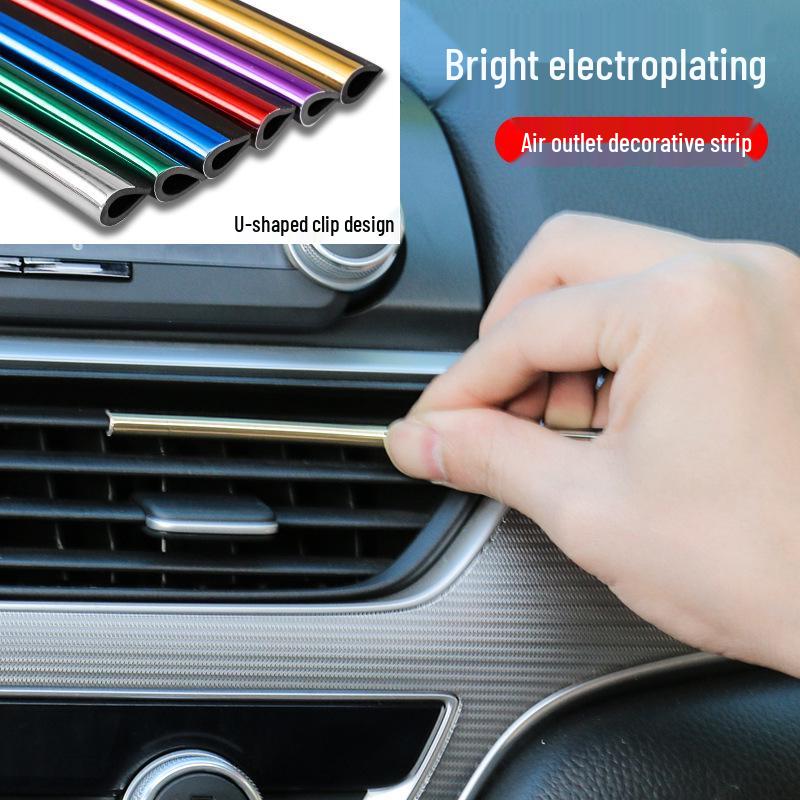 U-Shaped Decorative Car Air Vent Clip: Electroplated Bright Strip for Creative Interior Modification