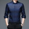 New Men's Casual Printed Long Sleeved Lapel Shirt for Spring and Autumn Fashion Comfortable Wrinkle Free Top Without Ironing