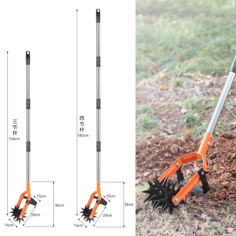 Manual Soil Tiller Featuring Adjustable Handle Length and Steel Blade for Back Friendly Gardening