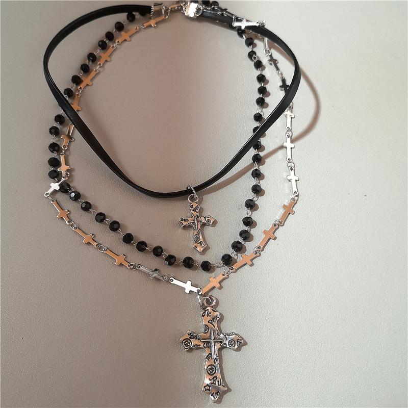 Personalized Punk Star Heart Cross Chain Double Layer Necklace For Men Women Y2K Fashion Trend Rock Party Grunge EMO Accessories