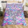 Fish Scales Quilt Cover Pink Mermaid Scales Colorful Bedding Sets Cozy Microfiber Fabric Quilt Cover for Girls Gifts Sleep Bedding Package Decoration