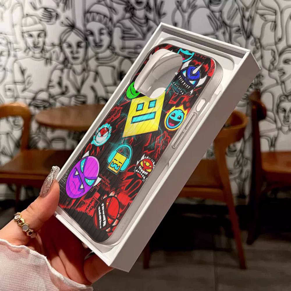 Game Geometry Dash For IPhone 16 15 11 12 13 14 17 Pro Max PLUS Pro Soft Corrugated Silicone Back Phone Case