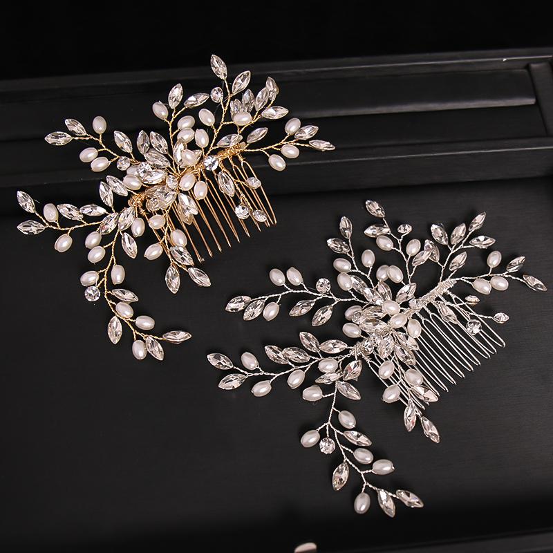 New Handmade Silver Color Rose Gold Tiara Hair Combs Crystal Rhinestone Combs Bridal Hair Accessories Wedding Women Hairbands