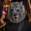 Strašidelná party pokrývka hlavy Halloweenská vlkodlačí maska na celou hlavu, Latexová vlkodlačí cosplay pokrývka hlavy s plně zakrývající maskou, Realistická srst, Rekvizita pro strašidelný dům,