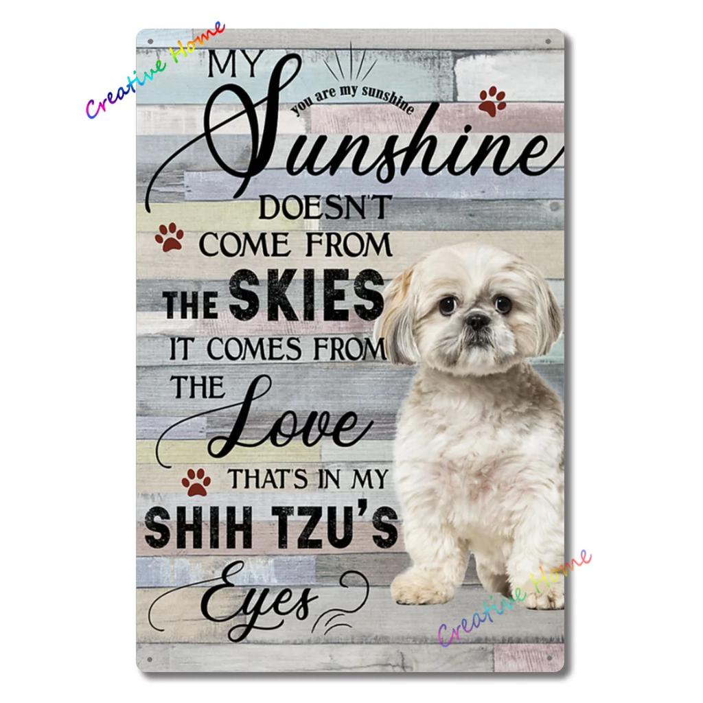 Dog Metal Tin Sign Shih Tzu Co. Bath Soap Wash Your Paws Printed Poster Bathroom Toilet Living Room Home Art Wall Decor 8X12inch