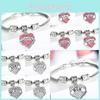 Elegant Alloy Heart Bracelet For Family Connections Featuring Shimmering Rhinestones