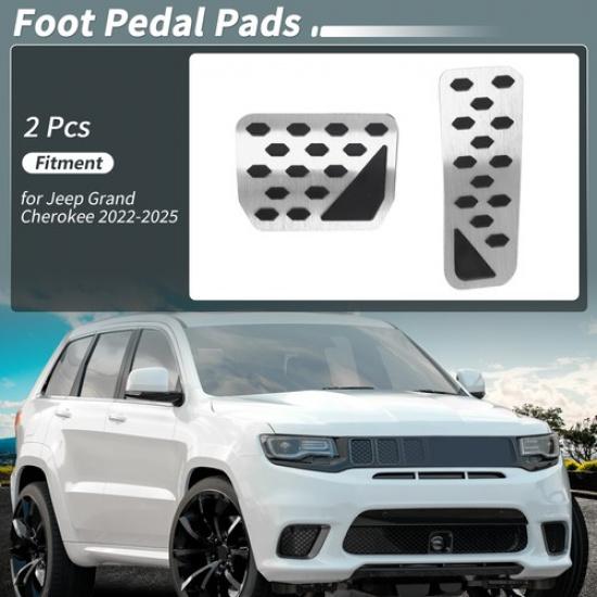 2Pcs Auto Foot Pedals Pads Cover for Jeep Grand Cherokee -2025 Silver Tone