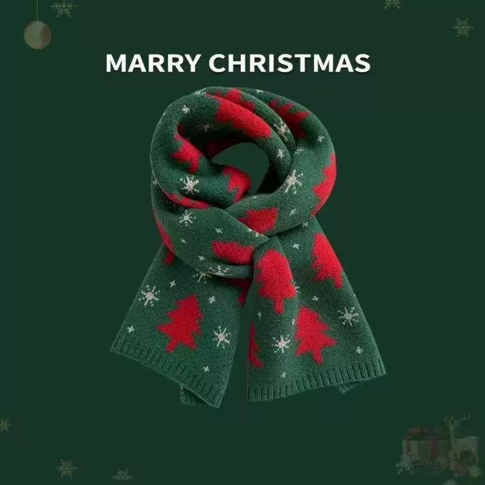 Christmas Tree Jacquard Knitted Scarf Keep Warm Winter Knitted Scarves  Lovers Gift