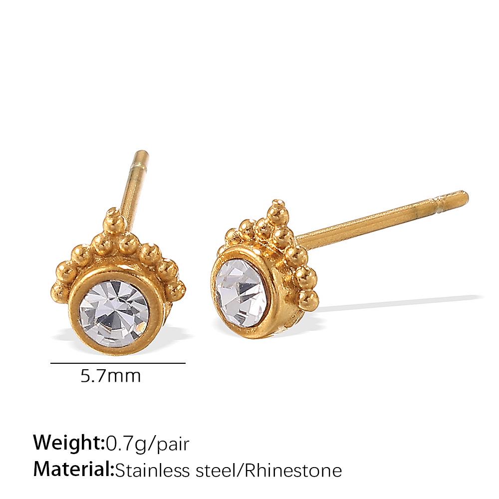 Stainless Steel Sequin Moon Crown Earrings for Women - Luxurious & Stylish Ear Studs