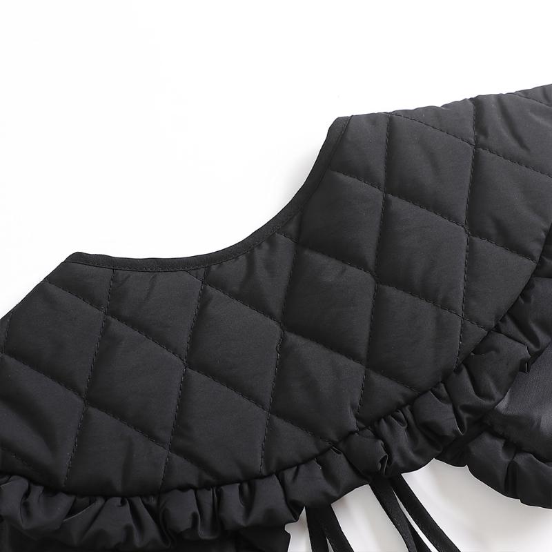 Women Thick False Collar Shawl Padded Quilted Plaid Texture Ruffles Necklace Scarf Winter Capelet Neck Cover Warmer