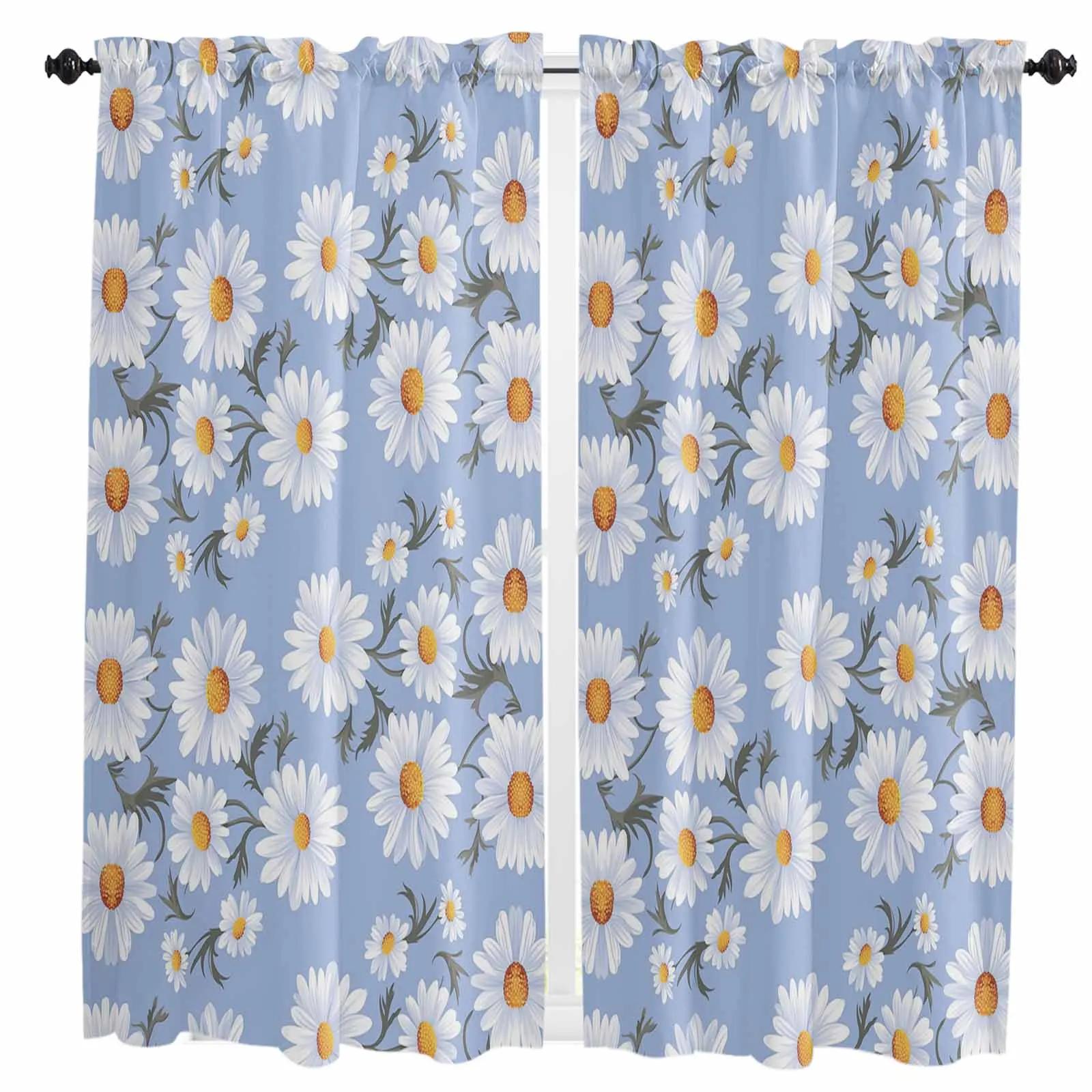 

Весна Лето Цветок Бабочка Занавеска Домашнее Украшение Гостиная Короткие Шторы Оконные Обработки Для Кухни Спальни W50 X H130(CM)X2&Grommet Top