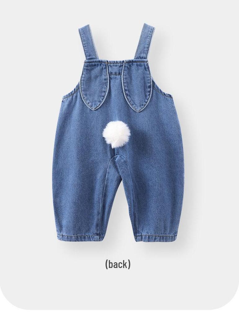 Youqi Autumn 2025 Denim Baby Girl Pants Set: Two-Piece Outdoor Wear