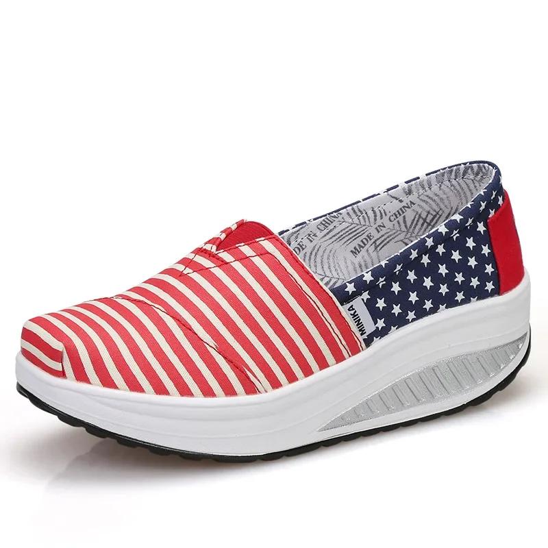 Women's Wedge Loafers Platform Rocking Shoes Light Weight Zapatillas Sports Shoes for Woman Breathable Slimming Swing Shoes