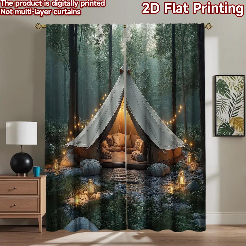 2D flat Photography Backdrop Popular Party Party Backdrop Cozy Forest Tent 100% Polyester Anniversary for Suitable for