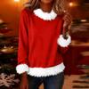 Women's Fashionable Solid Color Plush Round Neck Long Sleeved Casual Pullover T-shirt Top