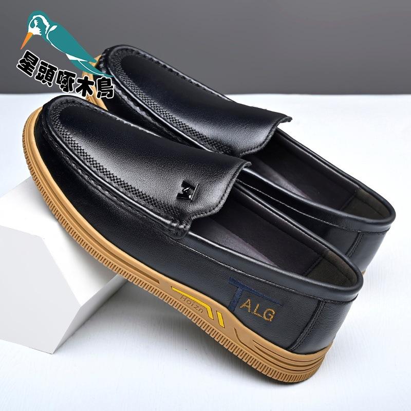 

Новая мужская модная повседневная кожаная обувь первый слой коровьей кожи мягкая подошва мягкая поверхность туфли-бини антикожаная обувь 44