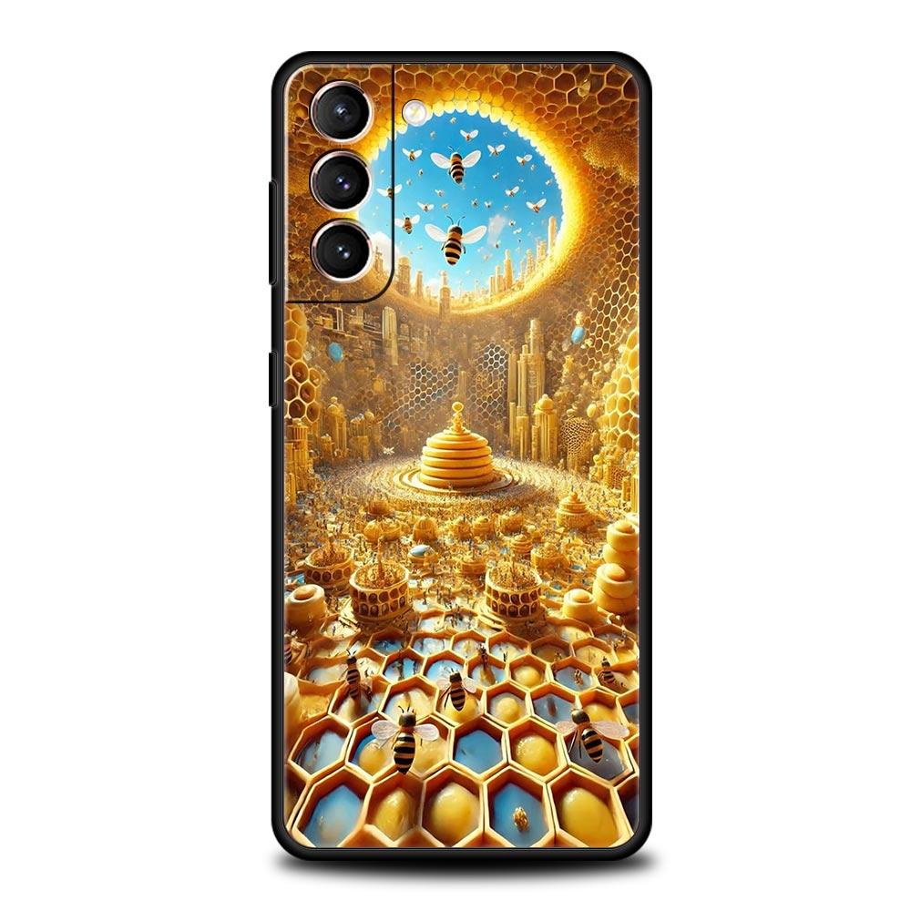 

Honeybee Flower Pattern Phone Case Cover for Samsung Galaxy S26 S25 S24 S23 S22 S20 S21 FE Ultra S25 Edge Plus 5G Soft TPU Shell Samsung S24Ultra
