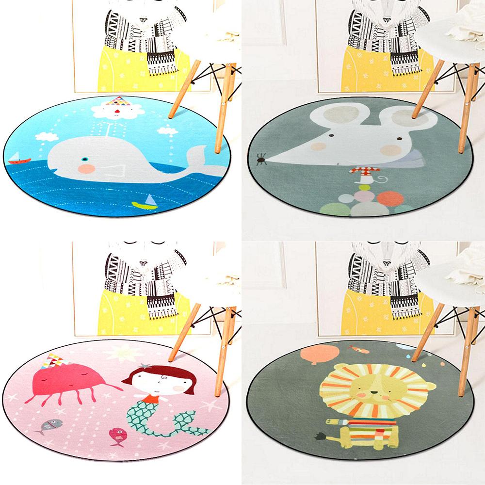 Children's Cartoon Printed Round Rug Yoga Floor Mat Home Rug Game Large Area Multi-size Rug