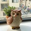 Vivid Bird Shape Pot Cute Cartoon Owl Planter, Resin Small Planter Pot, Decorative Hand Painted Statue Plant for Succulents, Indoor Garden Balcony
