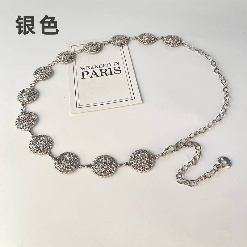 

Металлическая цепочка на талию в ретро этническом стиле женский пояс для платья юбки украшение выглядящая стройнящей женщина