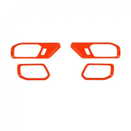 For + Ford Bronco Inner Door Handle Bowl Decor Cover Trim Stickers Orange 4X