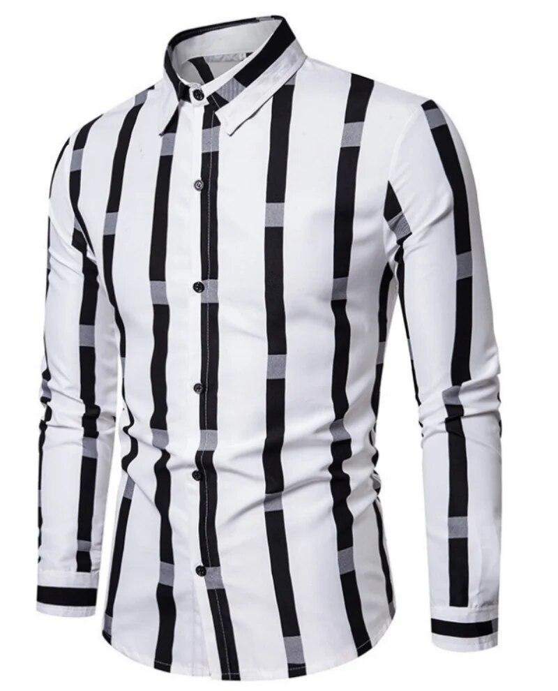 Men's New Casual Striped Long Sleeved Seasonal Shirt