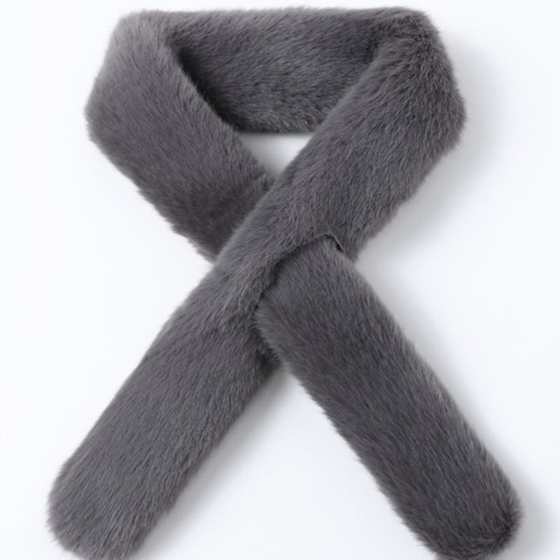 LALA Fur Scarf Petite-Dark Gray