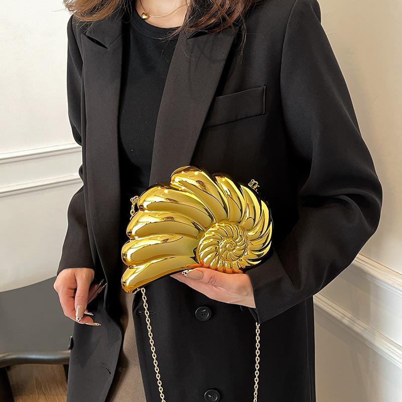 Personalized Acrylic Shell Bag 2025 New European and American Fashion Shiny Shoulder Bag Women's Chain Crossbody Dinner Bag