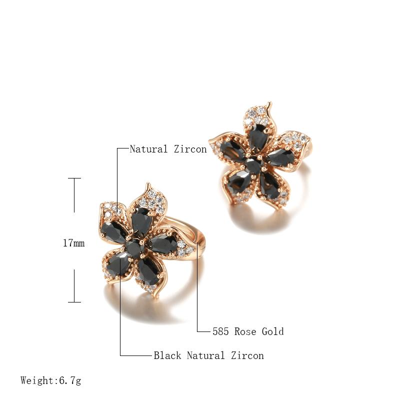 New  Rose Gold Dark Zircon Earrings Charms Loops Inlay Bling Cut Crystal Clips Ear Hoops Party Fine Jewelry For Women