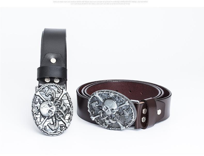 Men's Trendy Casual Cowhide Leather Belt with Alloy Smooth Buckle