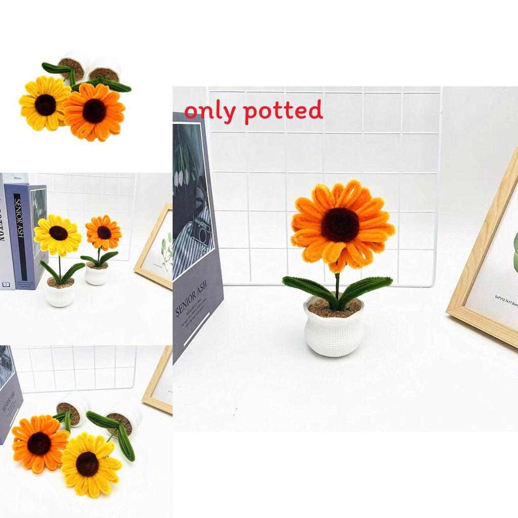 Plush Twisted Rod Sunflower Potted For Home And Outdoor Use