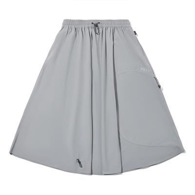 Colaboración Li Ning X Takashiya Deportes Minimalista Color Sólido Suelto Casual Falda Larga Faldas de Mujer Gris ASKV314-1