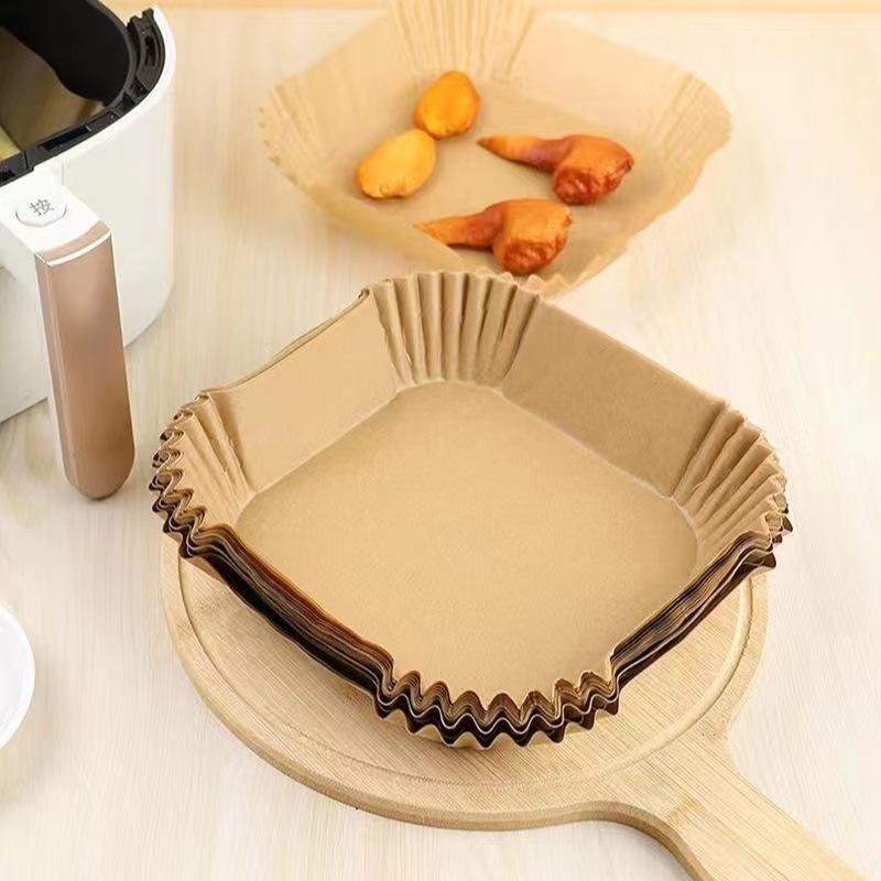 Non-Stick Air Fryer Liners Special Paper for Air Fryer Circular Baking Disposable Silicone Oil Oil Resistant Paper Tray Food Grade