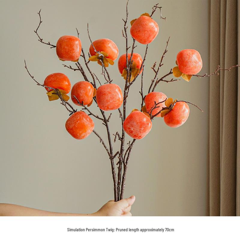 7-Head Artificial Persimmon Branch: Ruyi Flower Arrangement for Living Room Decoration