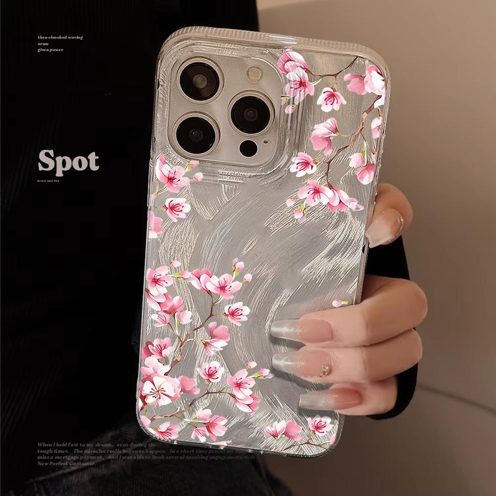 Soft Flower Aesthetic Phone Case For iPhone 17 16 15 14 13 12 11 Pro Max Plus 16E 17 Air XS Max X XR Shockproof Back Cover