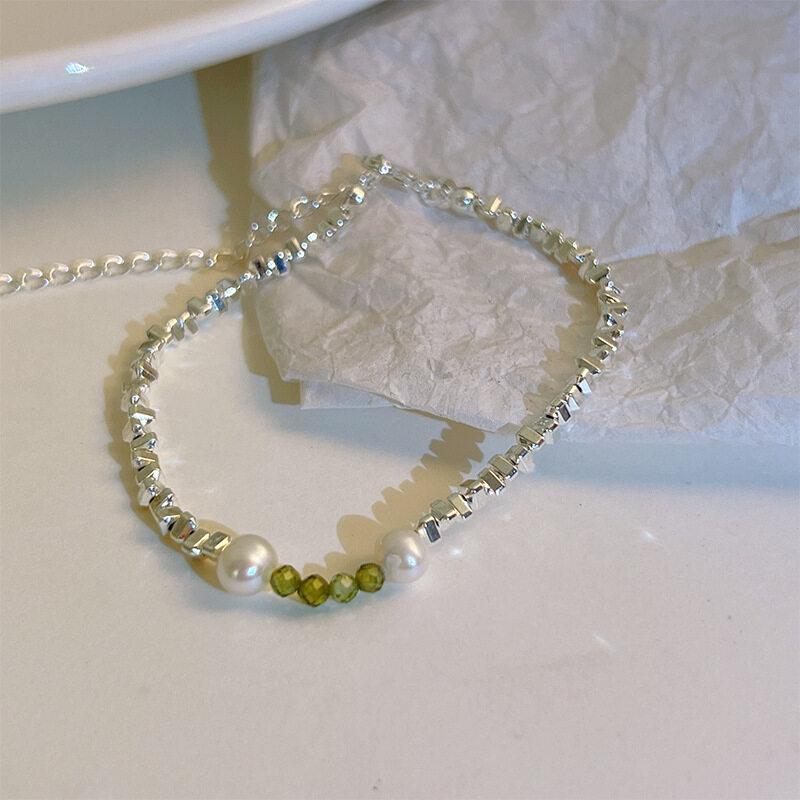 Broken Silver Faux Pearl Bracelet Fashion Charm Women INS Round Bead Bracelets Personality Girls Small Design Irregularly Cut Party Jewelry Gifts