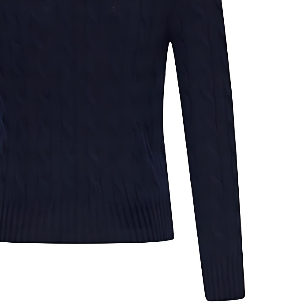 Polo Ralph Lauren FW22 Solid Logo Embroidered Print Crew Neck Long Sleeve Knit Sweater Women sweater Deep-Blue 211581065-025