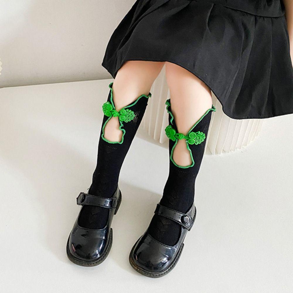 Breathable Mesh Kids Lolita Stockings Anicent Chinese Style Children Lace Socks Hollow Out Kids Jk Hosiery Spring