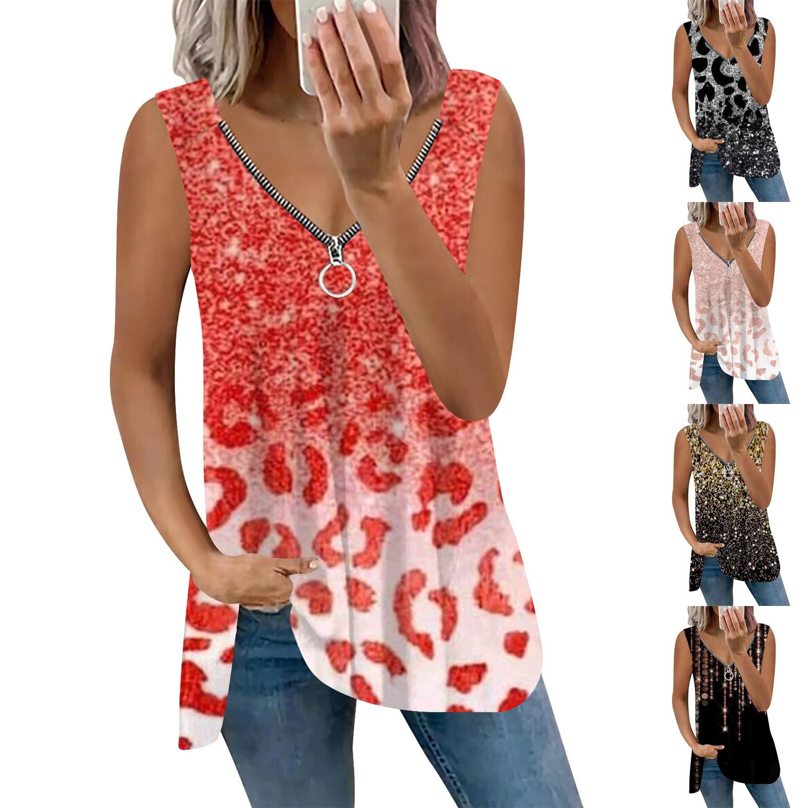 

Женская модная рубашка без рукавов с v-образным вырезом и принтом, повседневная блузка с открытыми плечами