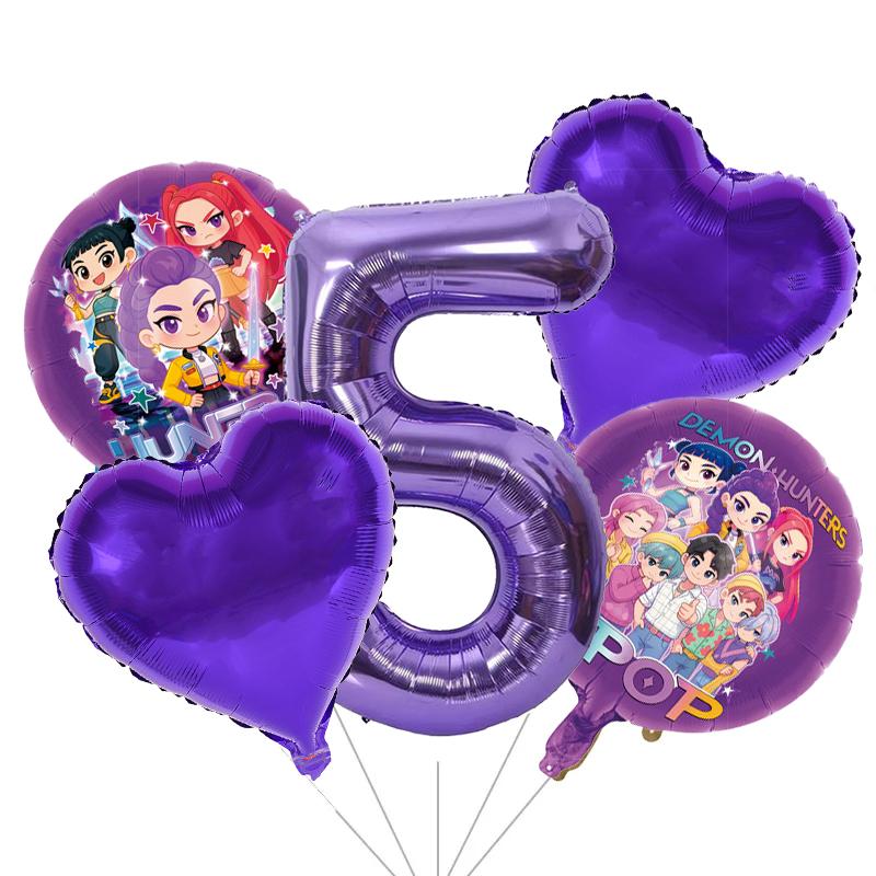 Kpop Demon Hunters Children Birthday Party Decoration Ball Number Digit 1-10 Balloon Set Baby Shower Supplies Gift Toy s Round Sensory Compression
