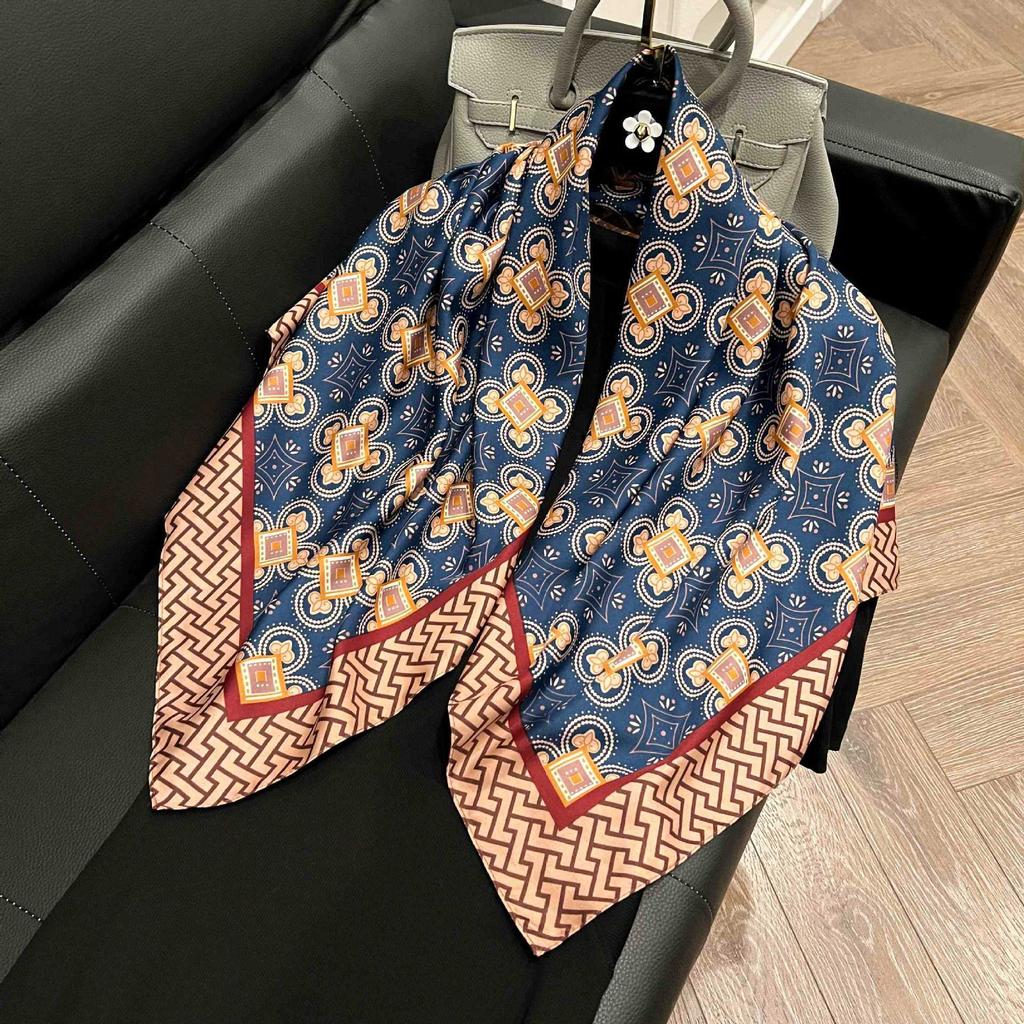 91Cm square scarf silk scarf women's new literary and fashion scarf accessories autumn and winter retro versatile shawl